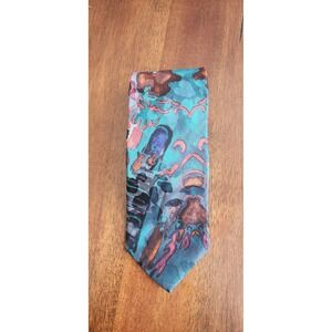 Vintage Monsieur GIVENCHY Men's Silk Tean and Rust Abstract Print Necktie‎